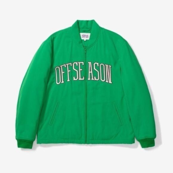 SNS SEASONALS Nylon Varsity Jacket in Green - Picture 1 of 9